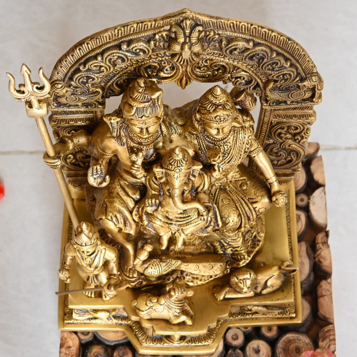 Lord shiva family idol brass shiv parivar murti for home decor pooja stautue set big size