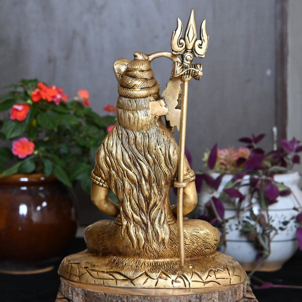 Lord shiva idol shiv ji brass statue for home decor shiva murti sitting with trishul for pooja big size