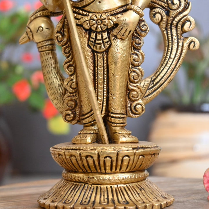 Murugan statue for pooja lord karthikeya swamy idol brass for home decor small size