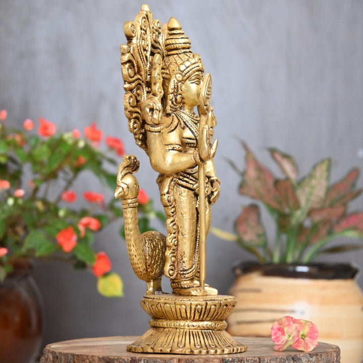 Murugan statue for pooja lord karthikeya swamy idol brass for home decor small size