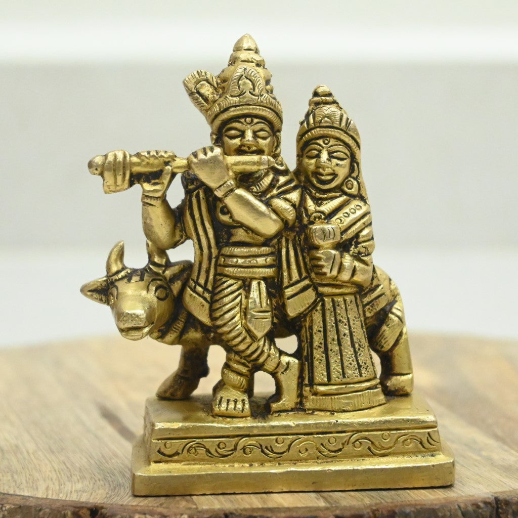 Mini Radha krishna idol brass radha krishna murti pair statue home decor pooja small size