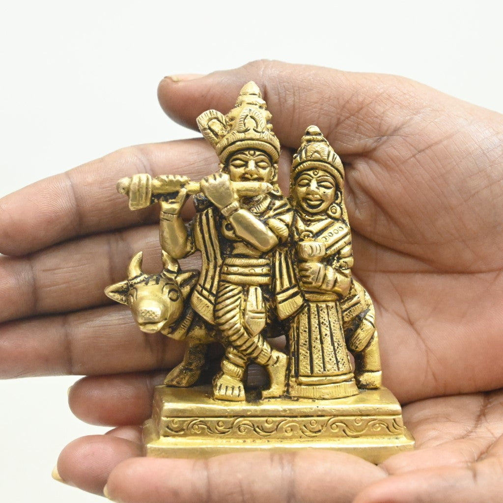 Mini Radha krishna idol brass radha krishna murti pair statue home decor pooja small size