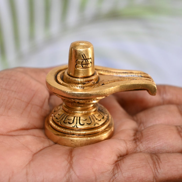 Shivling for home puja brass shiva lingam with nangdi small size pooja decor