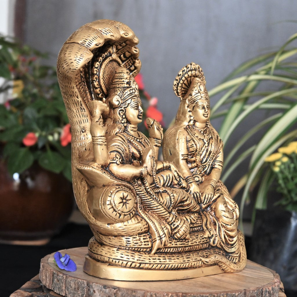 Vishnu laxmi idol home decor lord lakshmi vishnu brass murti pooja