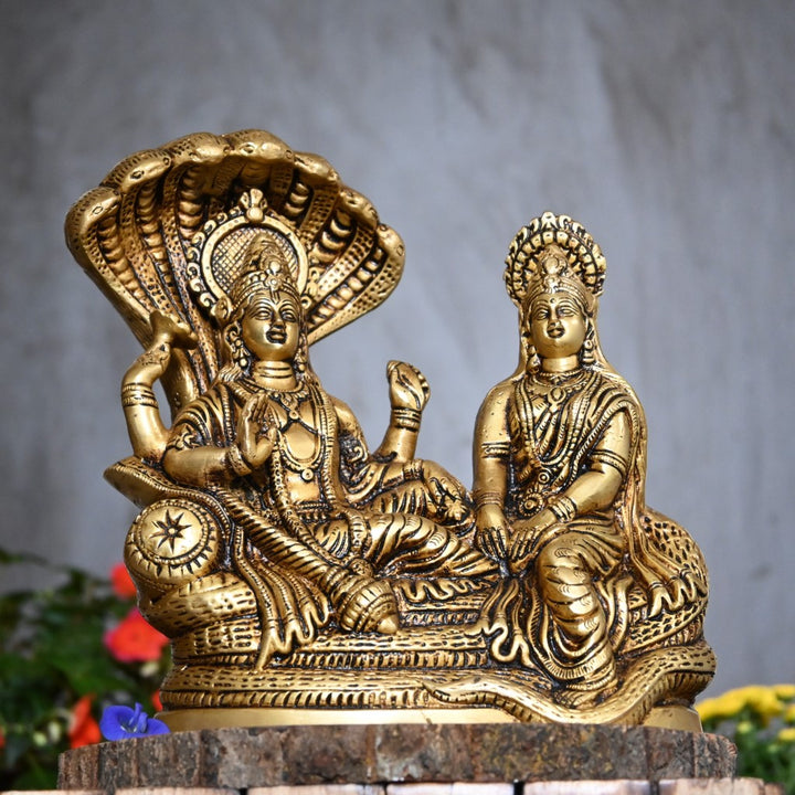 Vishnu laxmi idol home decor lord lakshmi vishnu brass murti pooja